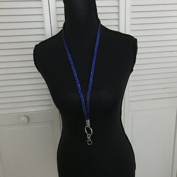 💎 3-Pack Rhinestone Lanyard Bundle — Silver, Blue & Black Sparkle – NWOT - Picture 4 of 9